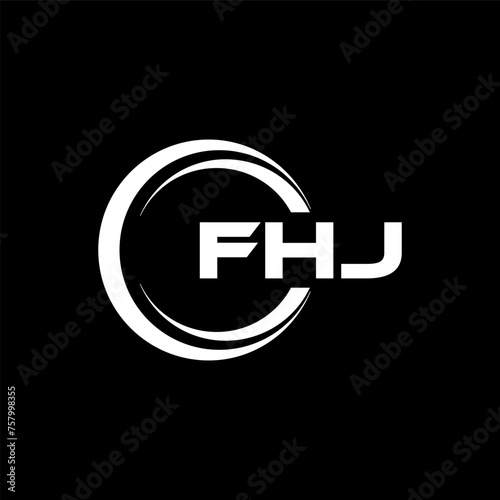 FHJ letter logo design in illustration. Vector logo, calligraphy designs for logo, Poster, Invitation, etc.