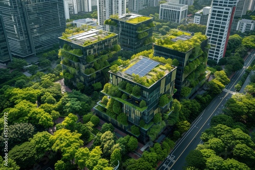 A smart green office complex equipped with solar panels