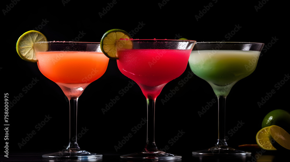 Daiquiris on a black background