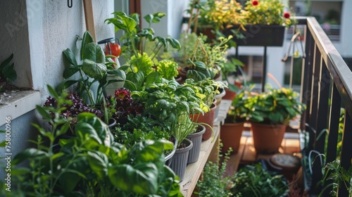 Balcony farms in city apartments showcasing urban gardening. © vadymstock