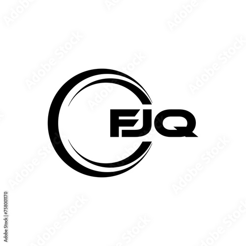 FJQ letter logo design with white background in illustrator, cube logo, vector logo, modern alphabet font overlap style. calligraphy designs for logo, Poster, Invitation, etc. photo