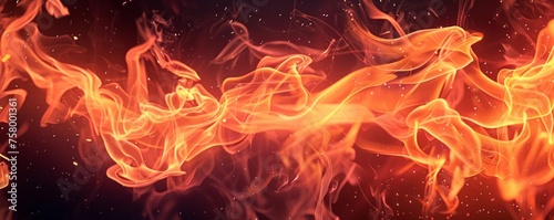 Intense fire flames on black, embodying energy.