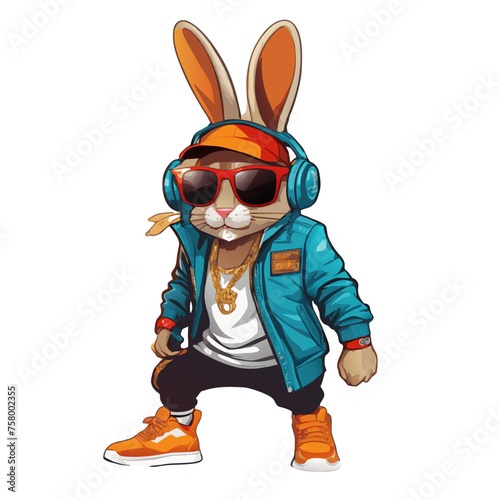 graphics of cute arrogant bunny in hip hop outfit
