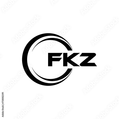 FKZ letter logo design with black background in illustrator, cube logo, vector logo, modern alphabet font overlap style. calligraphy designs for logo, Poster, Invitation, etc.