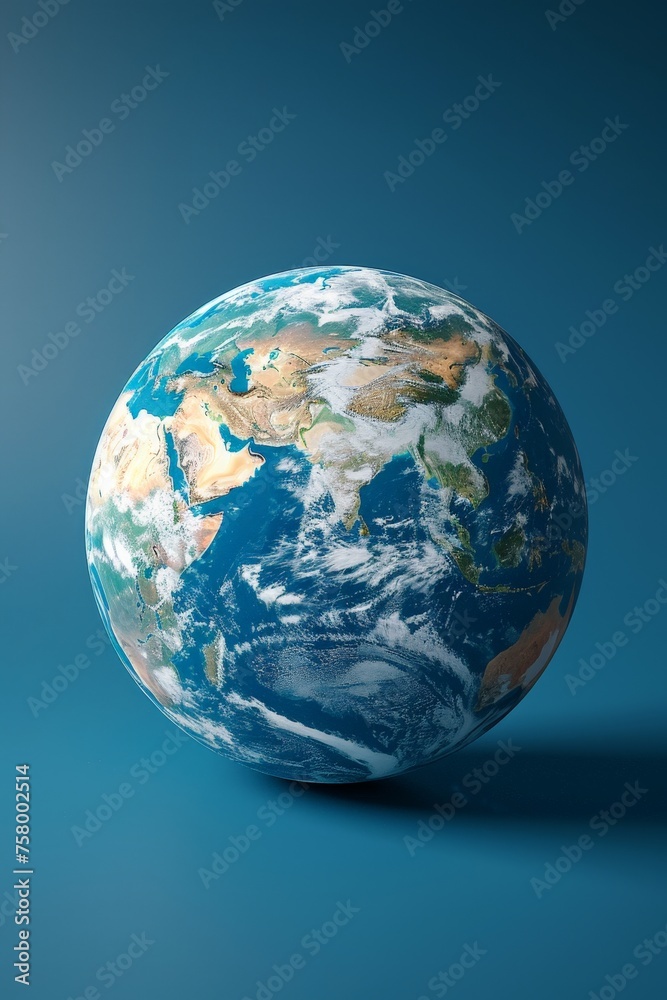 Fototapeta premium a close up of a blue earth with a shadow on a blue background