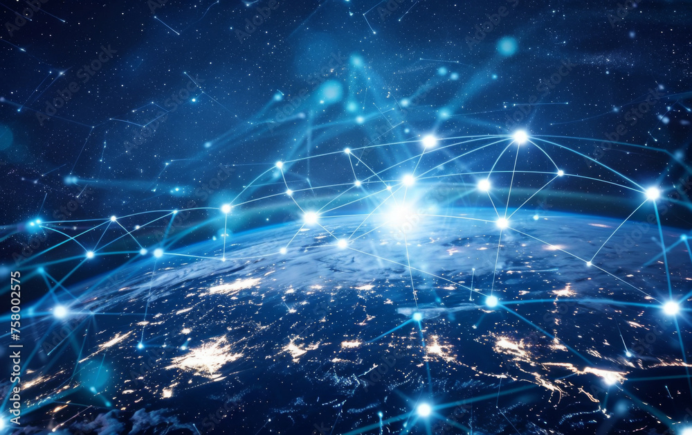 Fototapeta premium Global business internet network connection iot internet of things business intelligence concept