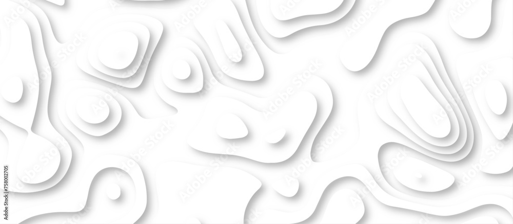 3d render, abstract white paper background. Paper cut vector art background banner texture. multi layer cutout geometric pattern on vector, Abstract soft white background with waves.