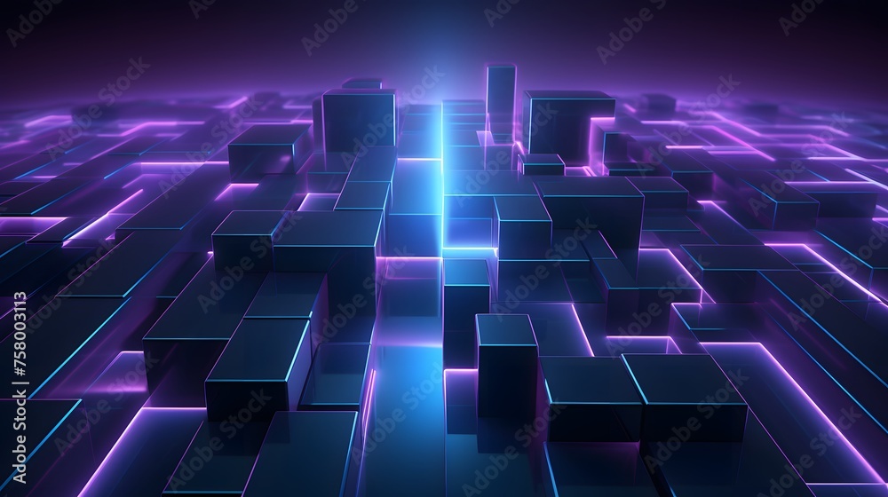3d rendering of purple and blue abstract geometric background. Scene for advertising, technology, showcase, banner, game, sport, cosmetic, business, metaverse. Sci-Fi Illustration. Product display 3d rendering of purple and blue abstract geometric background. Scene for advertising, technology, showcase, banner, game, sport, cosmetic, business, metaverse. Sci-Fi Illustration. Product display