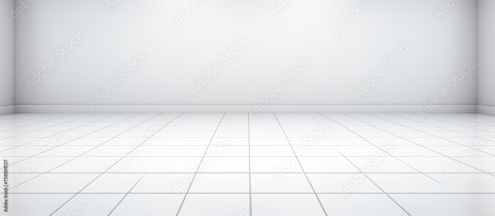 White tiled floor in pristine condition with gridded lines for a blank backdrop. White tiled floor in pristine condition with gridded lines for a blank backdrop.