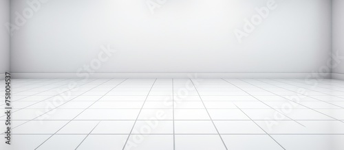 White tiled floor in pristine condition with gridded lines for a blank backdrop.