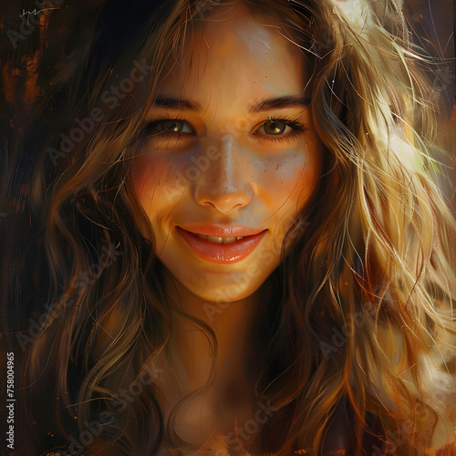 Portrait of a Stunning Young Woman Smiling at the Camera generative ai