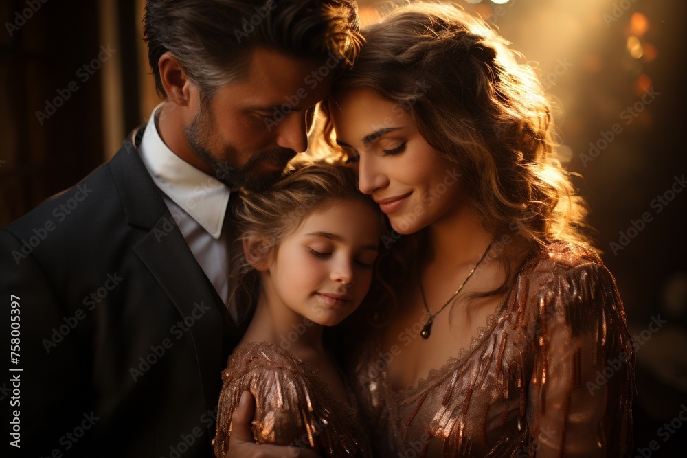 A loving family embraces joyfully, cherishing togetherness and love in a heartwarming portrait indoors. A loving family embraces joyfully, cherishing togetherness and love in a heartwarming portrait indoors.