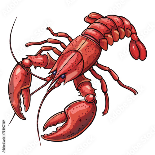 a drawing of a lobster with a red crab on the front
