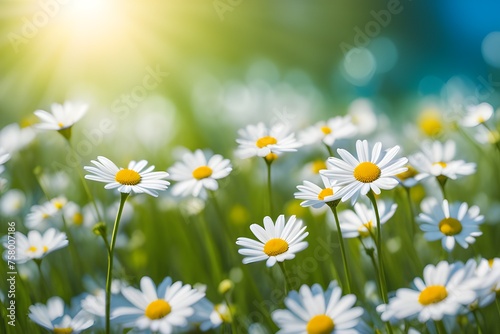 a blossoming meadow filled with daisies © RORON