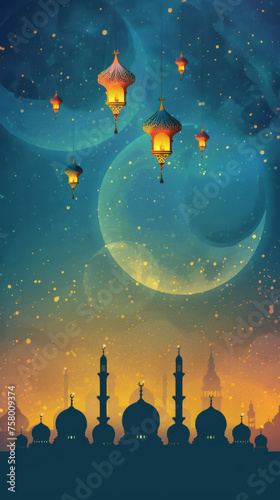Happy eid ul fitr islamic background social media poster design © MUS_GRAPHIC