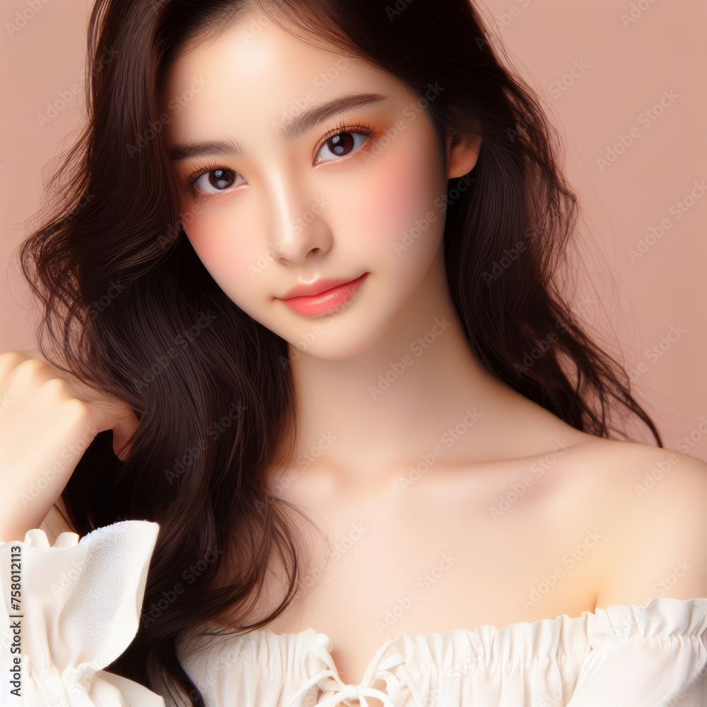 Beautiful Young Asian Woman with Clean Fresh Skin. Face care, Facial treatment, charming beauty and healthy skin and cosmetic concept, woman beauty skin isolated on background Beautiful Young Asian Woman with Clean Fresh Skin. Face care, Facial treatment, charming beauty and healthy skin and cosmetic concept, woman beauty skin isolated on background