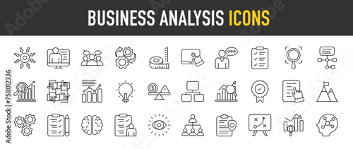 Business Analysis outline icon set. Vector icons illustration collection