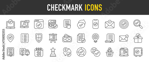 Checkmark outline icon set. Vector icons illustration collection