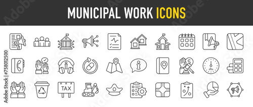 Municipal Work outline icon set. Vector icons illustration collection.