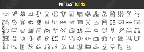 Podcast outline icon set. Vector icons illustration collection. © nidhi07