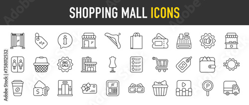 Shopping Mall outline icon set. Vector icons illustration collection.