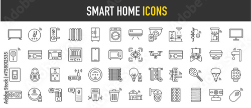 Smart Home outline icon set. Vector icons illustration collection.