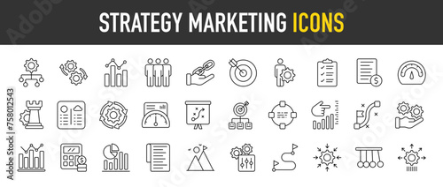 Strategy Marketing outline icon set. Vector icons illustration collection.