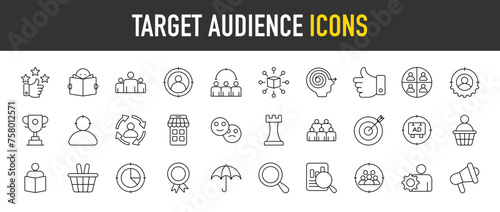 Target Audience outline icon set. Vector icons illustration collection.