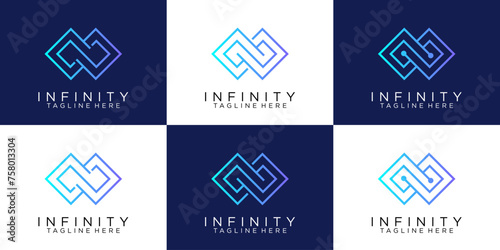 set of collection infinity logo design tempate