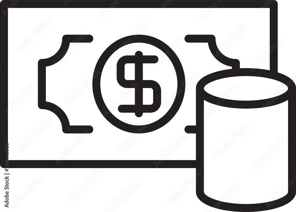 Dollar Coins and Bank Icon Dollar Coins and Bank Icon