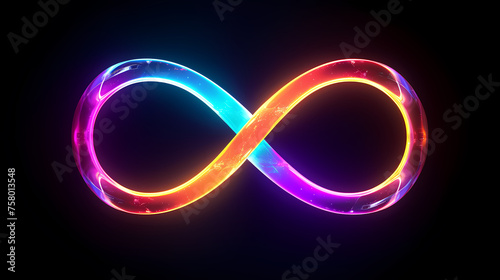 Infinity sign on bright neon background
