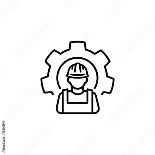 Modern worker sign. Worker and gear concept icon