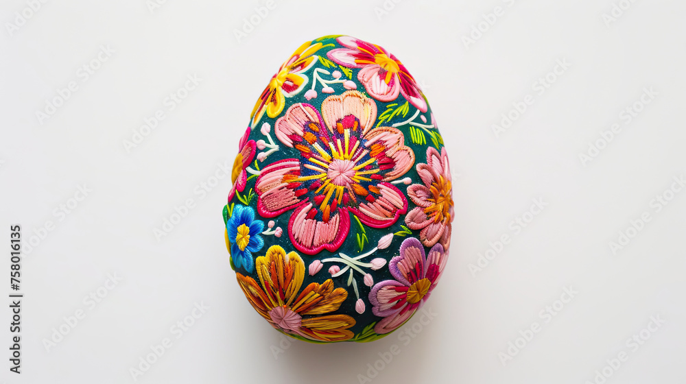 easter egg in the style of an embroidered ornament on white background easter egg in the style of an embroidered ornament on white background