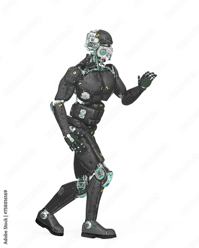 beta tester mech is walking on side view beta tester mech is walking on side view