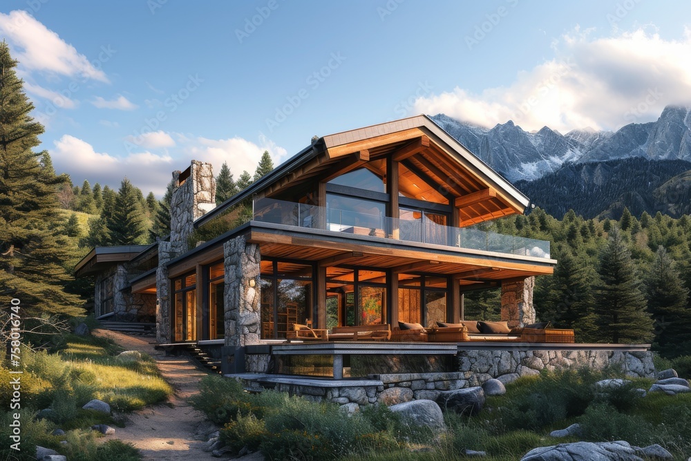 A sustainable mountain retreat exterior