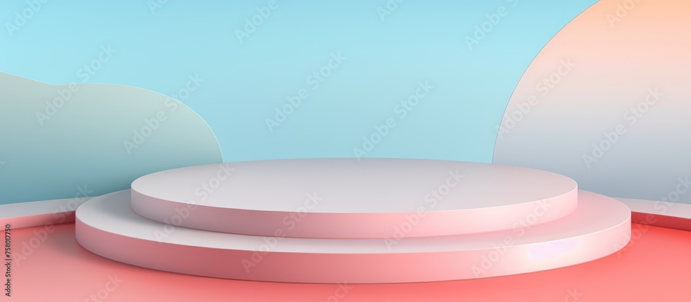 Abstract geometric product presentation podium on pastel backdrop. Abstract geometric product presentation podium on pastel backdrop.