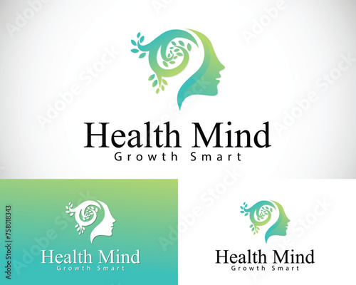 Psychology logo creative health brain design nature life concept head people