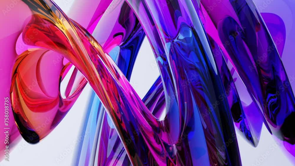 moderne geschmeidige formschöne violette lila abstrakte Figur, Design, Hintergrund, Geometrie, Wirbel, Kurven, blau, Glas, Reflektion, glatt
