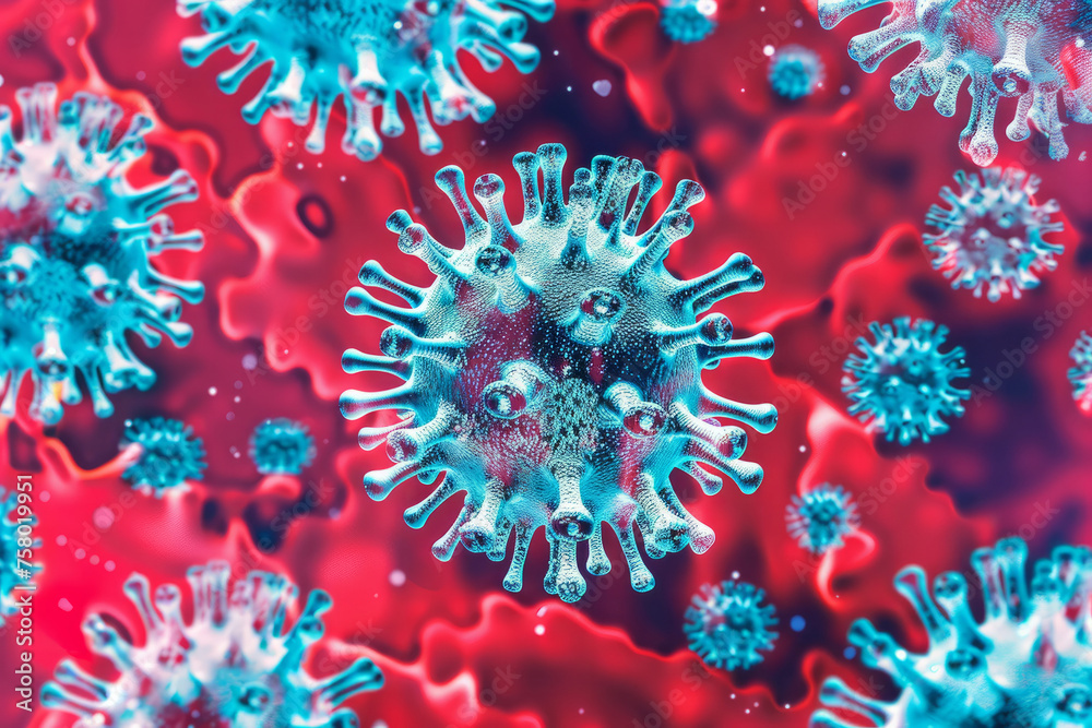 A close up of a pink and purple virus with many other viruses in the background. Virology medicine science background banner - Corona virus, covid, lots of abstract 3d viruses texture A close up of a pink and purple virus with many other viruses in the background. Virology medicine science background banner - Corona virus, covid, lots of abstract 3d viruses texture