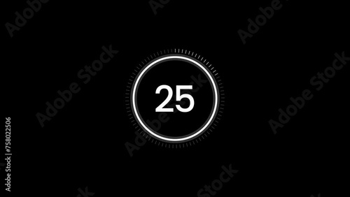 30 second animation from 30 to 0 seconds on black background. 4k video