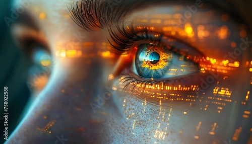Visionary Insight, Peering into the Eyes of a Business Innovator, Illuminated by the Glow of Tomorrow's Screen
