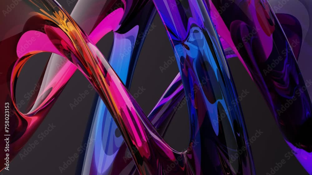 moderne geschmeidige formschöne violette lila abstrakte Figur, Design, Hintergrund, Geometrie, Wirbel, Kurven, blau, Glas, Reflektion, glatt
