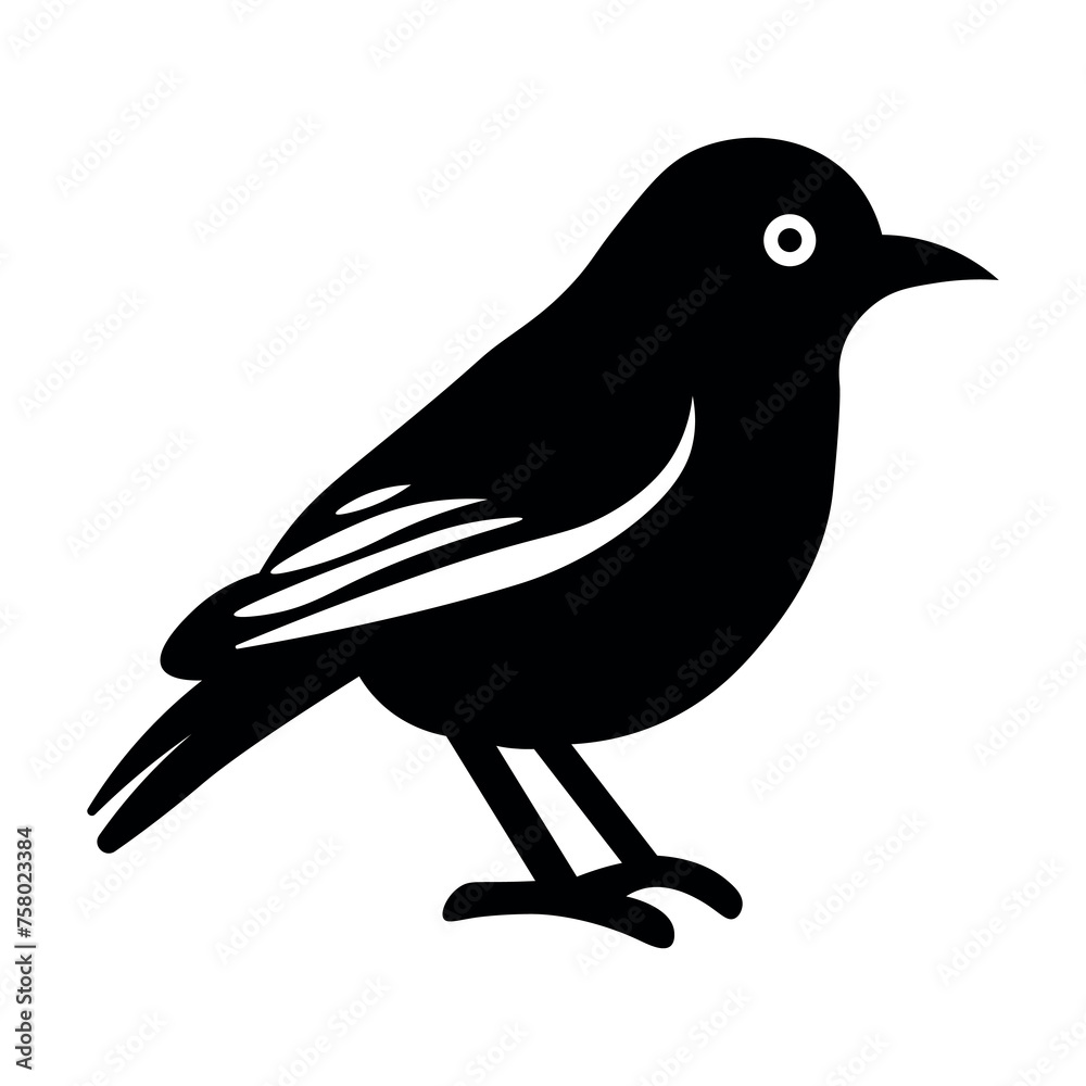 Obraz premium black vector bird icon on white background