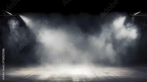 Stage illuminated by spotlights  abstract product placement background