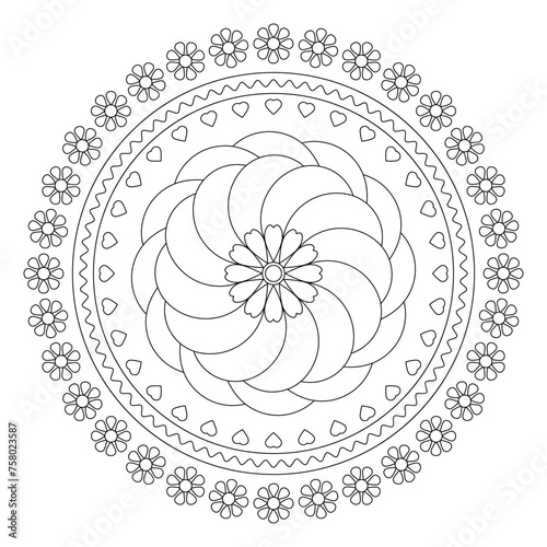 Round Symmetrical Floral Ornament
