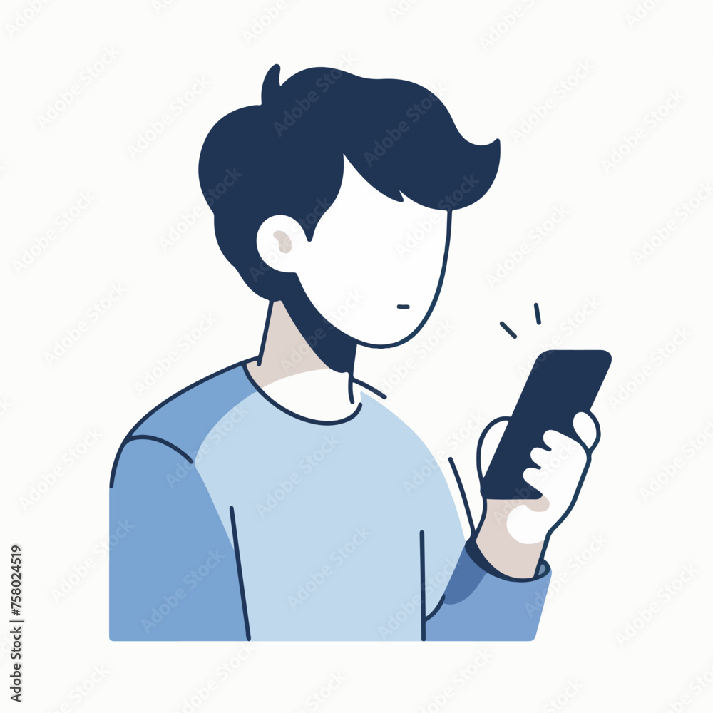 minimalistic icon for social media, person with mobile phone minimalistic icon for social media, person with mobile phone