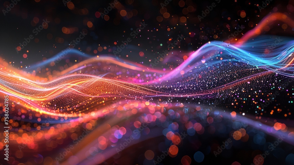 swift digital stream with multicolored data lines on a black canvas swift digital stream with multicolored data lines on a black canvas