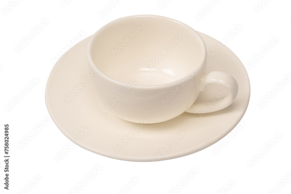 Ceramic white coffee cup and saucer isolated on white background. Ceramic white coffee cup and saucer isolated on white background.