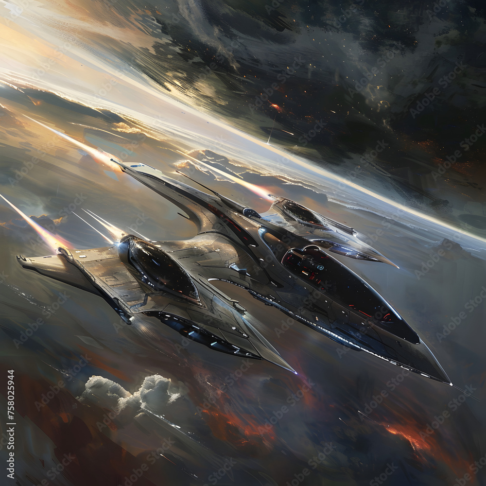 Obraz premium Space Ship in Space generative ai