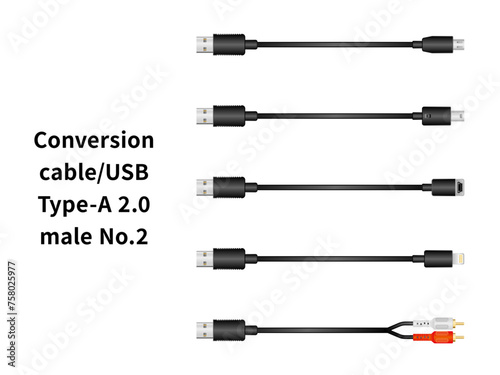 変換ケーブル/USB Type-A 2.0 オス No.2